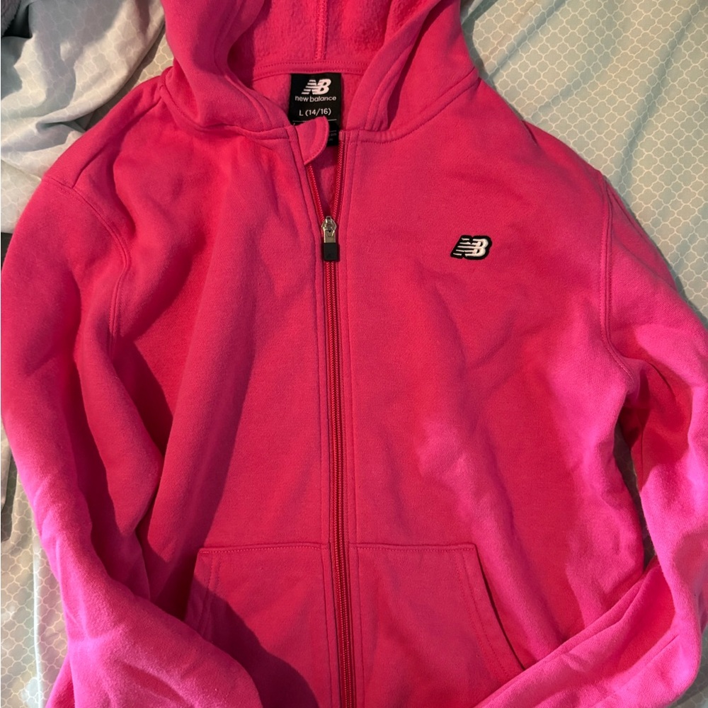 New Balance Kids Bright Pink Zip-Up Hoodie